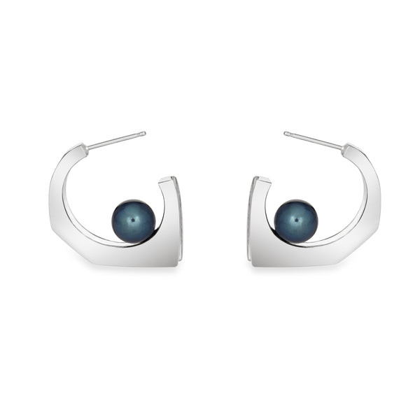 BLACK PEARL FLOE EARRINGS