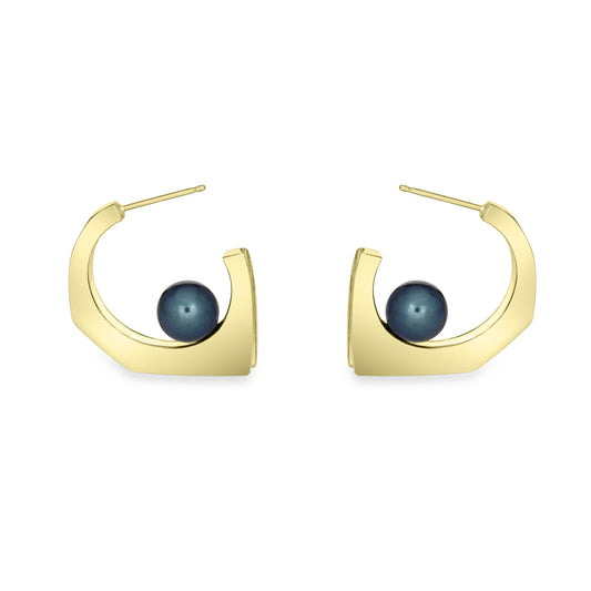 BLACK PEARL FLOE EARRINGS