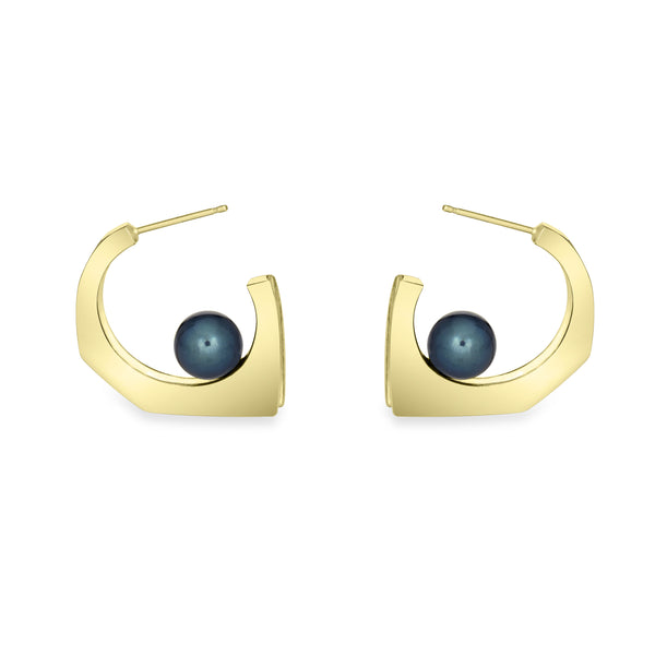 BLACK PEARL FLOE EARRINGS