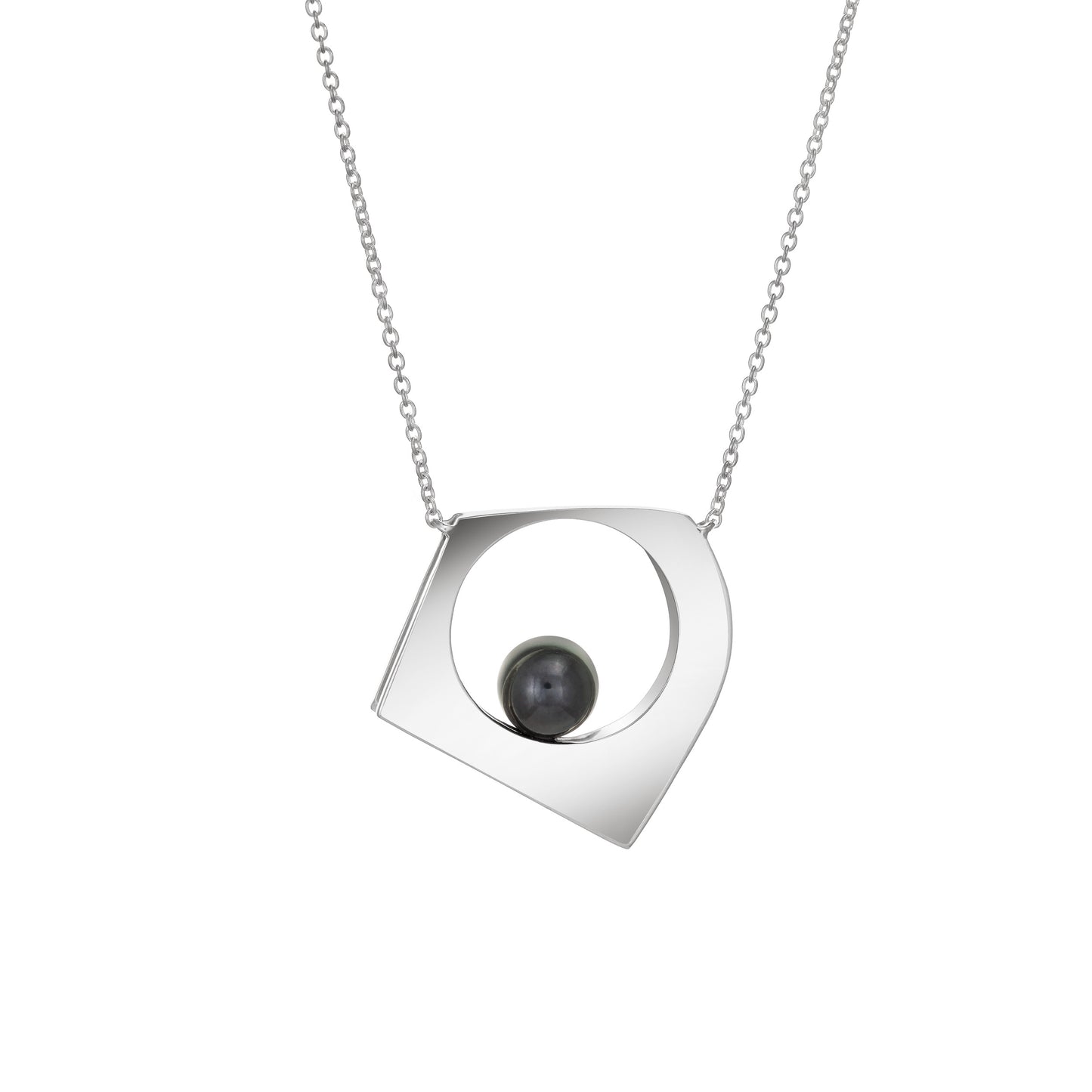 BLACK PEARL FLOE PENDANT NECKLACE