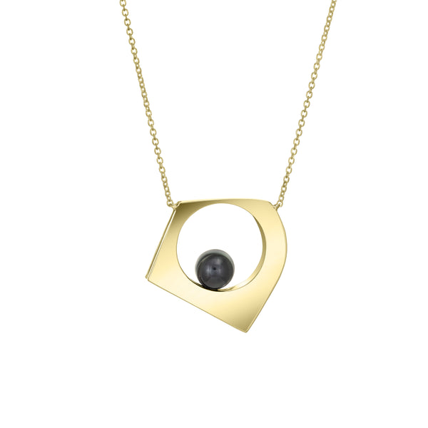 BLACK PEARL FLOE PENDANT NECKLACE